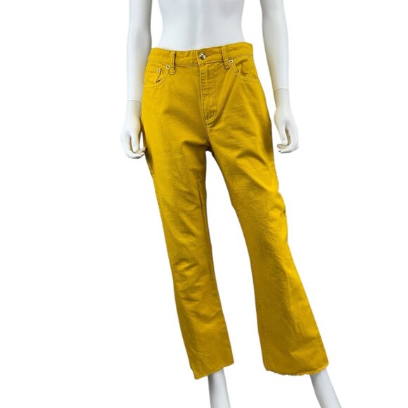 Tory Burch Yellow Flare Leg Jeans Size 28 C0132 - Picture 1 of 13